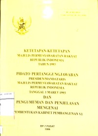 Image of KETETAPAN-KETETAPAN MAJELIS PERMUSTAWARATAN RAKYAT REPUBLIK INDONESIA 1993